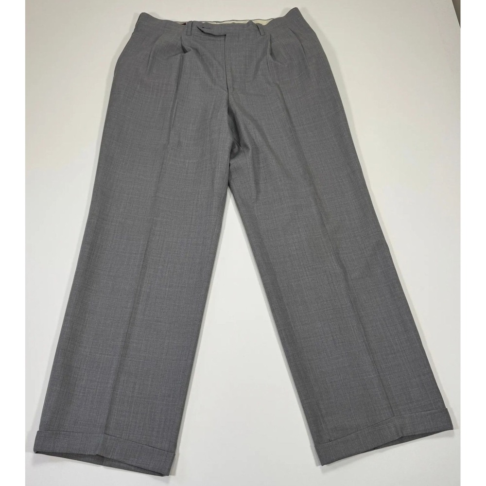 Vintage Corbin Dress Pants Mens 34x30 Gray Pleated Cuffed USA Made Trousers